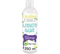 Creative Deco Colle Liquide pour Slime | 250 ml | Idéal pour Verre, Tissu, Carton, Bois, Papier | Parfait pour Bricolage et Loisir Creatif | Colle Enfant Scolaire | Non-Toxique et Transparent