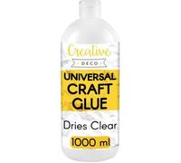 Creative Deco Colle Liquide PVA Blanche | 1L | Universelle Vinylique Non-Toxique | Pour Feutre Verre Carton Tissu Bois Cuir Papier | Scolaire Artisanal Multi-Usage | Séchage Transparent et Clair