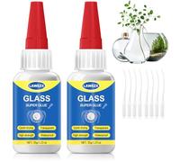 Colle Liquide Verre Extra Forte 35g x 2, LAWEZX Super Colle pour Verre - Transparente, Imperméable, Résistant à la Chaleur, Adhésif Instantané pour Tous les Verres, Acrylique, Miroir, Cristal, Bijoux