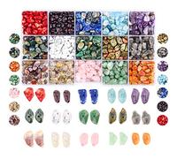 Colle Lot de Perles de Petites Pierres Précieuses Irrégulières - Pierres Naturelles de Guérison - Perles en Vrac pour la Fabrication de Bijoux, Collier, Bracelet, Bague (15 couleurs)