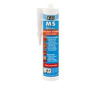 GEB Mastic colle MS polymère sans solvant, étanchéité tous supports même humides, 280 ml Blanc