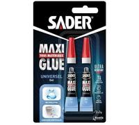 Colle Maxiglue Universel Gel SADER Transparent Ultra puissante et résistante Prise maxi rapide en 10 secondes - 2 tubes de 3 g