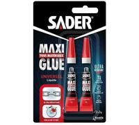 Sader Colle Maxiglue Liquide – Super-glue universelle, prise rapide, transparente – 2 tubes de 3 g