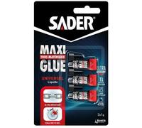 Colle Maxiglue Universel Liquide SADER Transparent Ultra puissante et résistante Prise maxi rapide en 15 secondes - 3 Tubes de 1 g