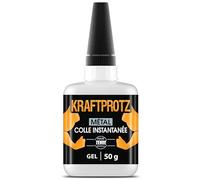 Colle métal extra forte gel 50 g - super glue transparente pour aluminium, acier, cuivre & fer - résiste à l’eau & à la chaleur - gel anti-coulure avec pointe anti-séchage - réparation métal propre