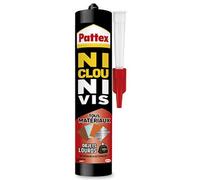 Pattex Ni Clou Ni Vis Fix Objets Lourds, Colle de fixation forte tous supports, colle de construction puissante et flexible, colle blanche, cartouche de 460 g