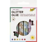 folia 575 Glitter Glue Spiral Basic Glue Sticks with Glitter, 6 Assorted Colours