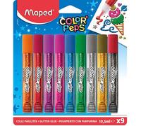 Colle Pailletée - Maped - Color'Peps - Embout Fin - 9 Tubes de 10.5 ml