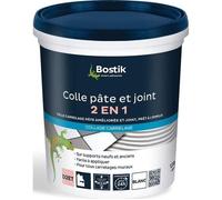 Bostik Colle Pâte et Joint 2 en 1 - Colle Carrelage Mural Améliorée et Joint de Carrelage Prêt à l’Emploi - Idéale pour Cuisine et Salle de Bain - Blanc - Seau de 1,5 kg