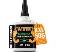 Colle Plastique Gel 50 g - Super Glue Acrylique PVC ABS Modélisme | sans coulure, comble les espaces, transparente, imperméable, résiste à la chaleur, embout anti-dessèchement, PVC, ABS