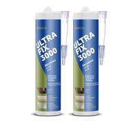 Colle pour Moulures Décoratives - 2 x 280 ml - Cole Acrylique Rapide de Fixation Murale sans Percer - Mastic-Colle pour Plinthe - Beton, Plâtre, Aggloméré, Bois, Gypse