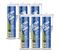 Colle pour Moulures Décoratives - 6 x 280 ml - Cole Acrylique Rapide de Fixation Murale sans Percer - Mastic-Colle pour Plinthe - Beton, Plâtre, Aggloméré, Bois, Gypse (6)