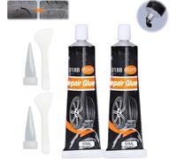 Colle pour pneu en caoutchouc de réparation de flanc, colle de réparation de pneu imperméable et résistante aux hautes températures, ciment en caoutchouc adhésif puissant à séchage rapide (2pcs*50ml)