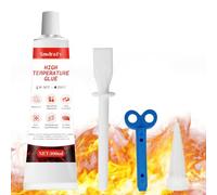 Colle Refractaire, Colle Haute Temperature, Mastic Refractaire, Translucide Silicone Haute Temperature, Refractaire pour Portes de Poêle, Cheminées, Fours, Voitures, Appareils Electroménagers,100ml