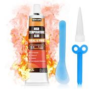 Colle Refractaire Haute Temperature pour Vitre Four, Mastic Refractaire, Silicone Haute Temperature pour Cheminées, Poêles, Boucliers Thermiques, Fours, 100 ML