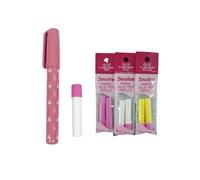 Colle soluble pour tissus Sewline Riolis + recharge bleue, jaune et rose adhésive textile
