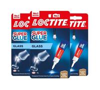 Colle super forte Loctite Glass Bond haute qualité pour réparations de verre durables 3 g paquet de 3