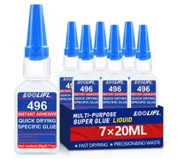 Colle super puissante multi-usages 496, adhésif cyanoacrylate 20g, adhésif rapide instantané, colle pour caoutchouc, bois, verre, colle de liaison plus résistante X496-20g-5pcs