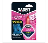 Sader Colle Spéciale Couture "Finis les Ourlets" - Colle Tissus et Textiles : Jeans, Cuir, Coton, etc - Ourlets, Customisation, Rapiéçage - Résiste aux Lavages - Flacon 40 ml
