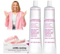 Colle thermoplastique pour prothèses dentaires, 2 pièces de crème adhésive pour prothèses dentaires, adhésif thermoplastique, adhésif pour prothèses dentaires, colle thermoplastique pour prothèses