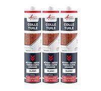 Colle Tuiles Mastic Souple Étanche Tous Matériaux 290 ml x 3 Blanc