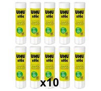Colle - UHU - Bâton de colle - 8,2 g - Lot de 10 - Sans solvants