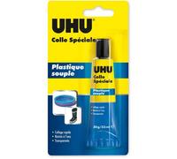 UHU Colle spéciale plastique souple - colle idéale pour toutes les matières plastiques souples, transparente, tube 30g