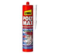UHU Mastic-colle Poly Max extra fort – blanc, séchage rapide, sans solvants – cartouche 425 g