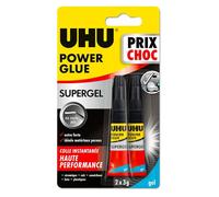 Colle - UHU - Power glue gel - Ultra forte - 2 tubes de 3g - Résiste à l'eau