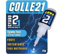 Colle21 FAST 21g | Super Glue Ultra-Liquide à Séchage Express - Collage Instantané par Capillarité - Colle Cyanoacrylate Extra-Forte & Multi-Usage