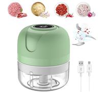 Collectale Usb Rechargebale Electric Garlic Grinder, 100ML/250ML Portable Mini Chopper Electric, Cordless Small Blender Food Processor, Electric Onion Meat Nut Chopper Vegetable Cutter (Green-100ML)