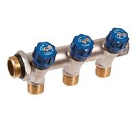 Collecteur 3 sorties - MF 3/4 - Avec vanne bleu M 1/2 - PB tub