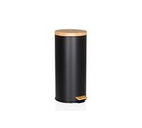 Collecteur à déchets / Poubelle CLEAN BAMBOO 30 L acier/bambou noir mat