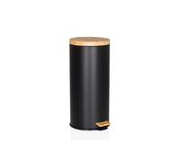 Collecteur à déchets / Poubelle CLEAN BAMBOO 30 L acier/bambou noir mat