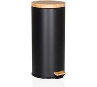 Collecteur à déchets / Poubelle CLEAN BAMBOO 30 L acier/bambou noir mat