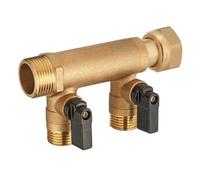 QUICK PLOMBERIE Collecteur à écrou libre M/F 20x27, 2 départs + vannes M15x21