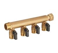 Collecteur à écrou libre M/F 20x27, 4 départs + vannes M15x21
