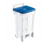 Collecteur à pédale 90 L + porte - couvercle bleu