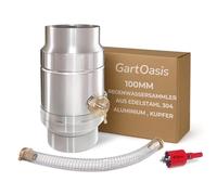 Collecteur d’Eau de Pluie 100 mm, Récupérateur d’Eau en Acier Inoxydable et Aluminium pour Descente de Gouttière DN100, avec Tuyau de 45 cm et Raccord pour Cuve, Double Paroi