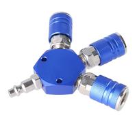 Collecteur d'air 3 voies en aluminium industriel plat connecteur rapide répartiteur de tuyau avec 3 coupleurs en acier 6,35 mm mâle accessoires de tuyau