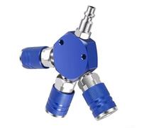 Collecteur d'air à 3 voies 6,35 mm NPT 35,6 cm avec style hexagonal et trois coupleurs rapides en laiton pour outils pneumatiques (bleu)