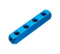 Collecteur d'air en aluminium, 4 voies, 7 ports, PT 1/4", tuyau, répartiteur ligne, raccord de distribution for compresseur pneumatique, bleu