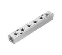 Collecteur d'air en aluminium, 6 voies, 8 ports, sortie 1/4", tuyau d'alimentation air 1/2", répartiteur ligne, raccord de distribution for compresseur pneumatique, argent