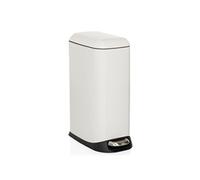 HJH Office – Poubelle CLEAN SLIM 20 L – Acier blanc, à pédale, Softclose, seau intérieur