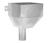 Collecteur de Gouttière en Acier Inoxydable pour Drainage | Sortie Élargie, Finition Argenté Brossé et Bride Standard, Usage Maison ou Rénovation de Toiture