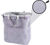 Collecteur de linge HWC-C34, Laundry Bac à linge avec cordelette, 2 compartiments anse 54x52x32cm 89l ~ cord gris