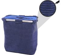 Collecteur de linge HWC-C34, Laundry Bac à linge Bac à linge avec filet, 2 compartiments 56x49x30cm 82l ~ cord bleu