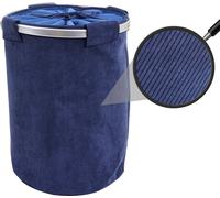 Collecteur de linge HWC-C34, Laundry Bac à linge Sac à linge avec filet, 55x39cm 65l ~ cord bleu