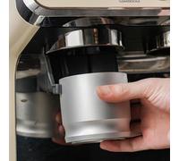 Collecteur de marc de café en alliage de 58 mm avec couvercle pour moulins - Réceptacle à poudre anti-moule, distribution uniforme pour un espace de travail propre (argenté)