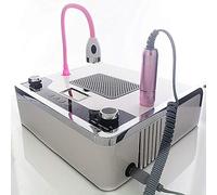 Collecteur de Poussière 4 en 1 Avec Perceuse Électrique, Sèche-ongles UV, Lampe LED et Aspirateur - Kit Professionnel de Conception et Nettoyage Pour Vernis, Blanc